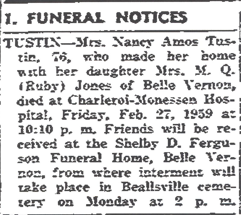Nancy tustin funeral notice
